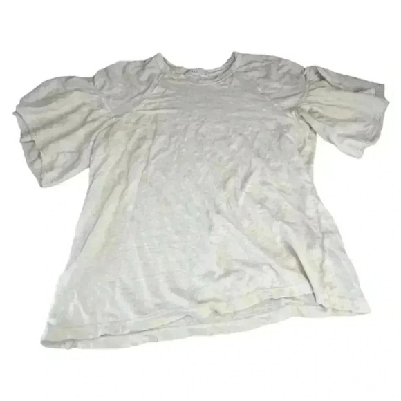A.L.C. Women's White Short-Sleeved Puff  Ruffled Shoulder T-Shirt Size Small - Picture 1 of 7